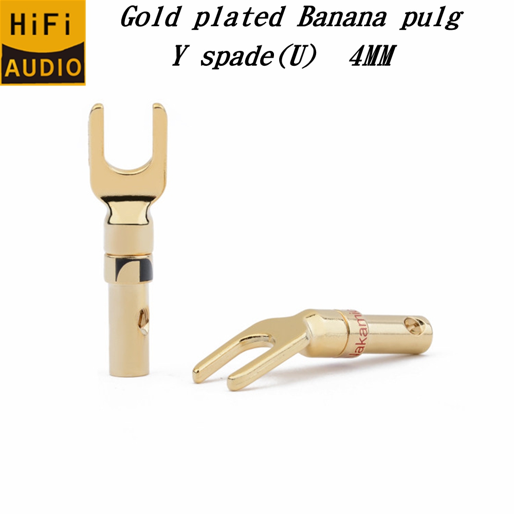 Gold Cutlery Flatware - 4 szt. Pozłacane wtyki bananowe w