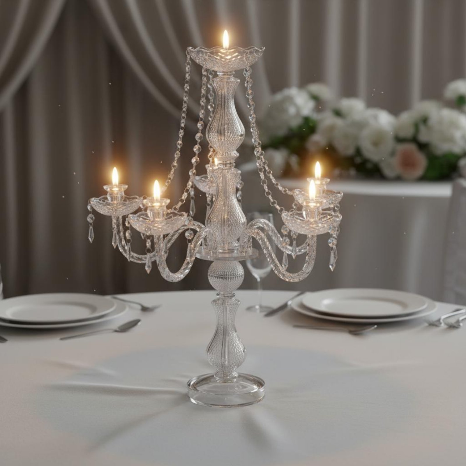 Scented Candle Luxury - Kryształowy Kandelabr Elegancki Ślubny Kandelabr Kryształowy