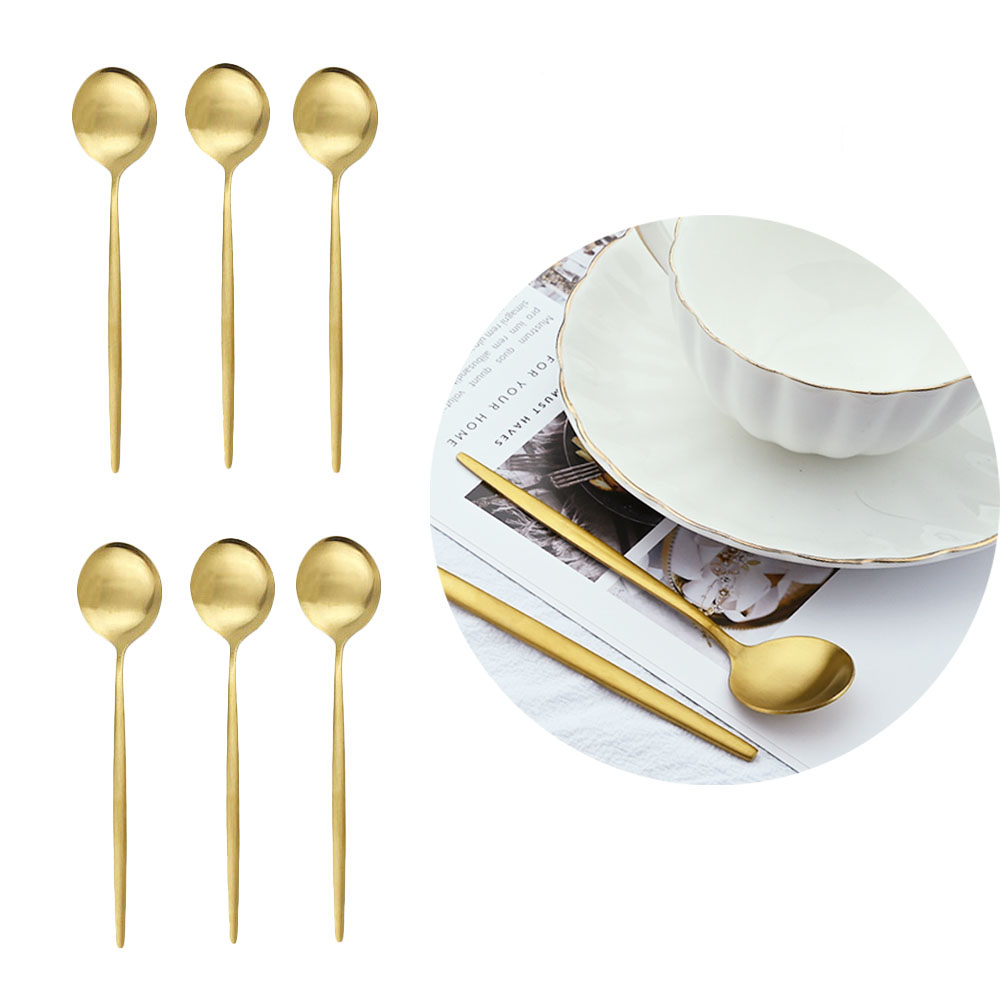 Gold Cutlery Flatware - 6 szt. matowych łyżek ze stali