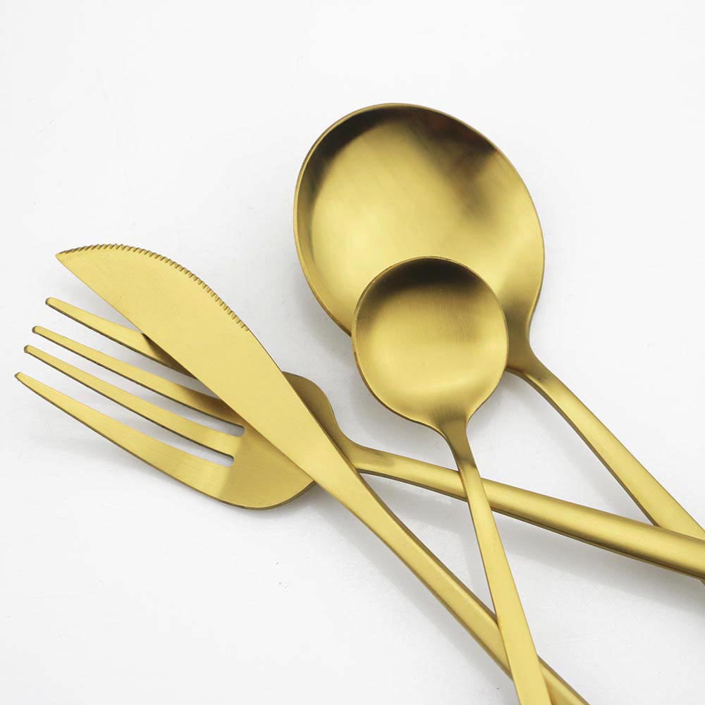 6 szt. matowych łyżek ze stali – Gold Cutlery Flatware recenzja i cena