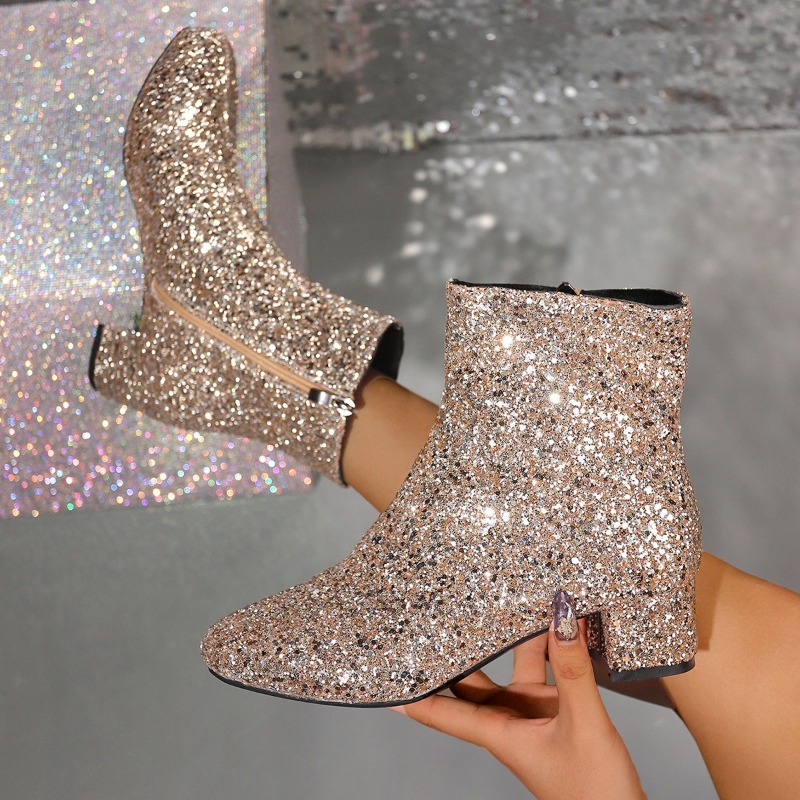 Botki damskie z cekinami, luks – Luxury Lifestyle Shoes recenzja i cena