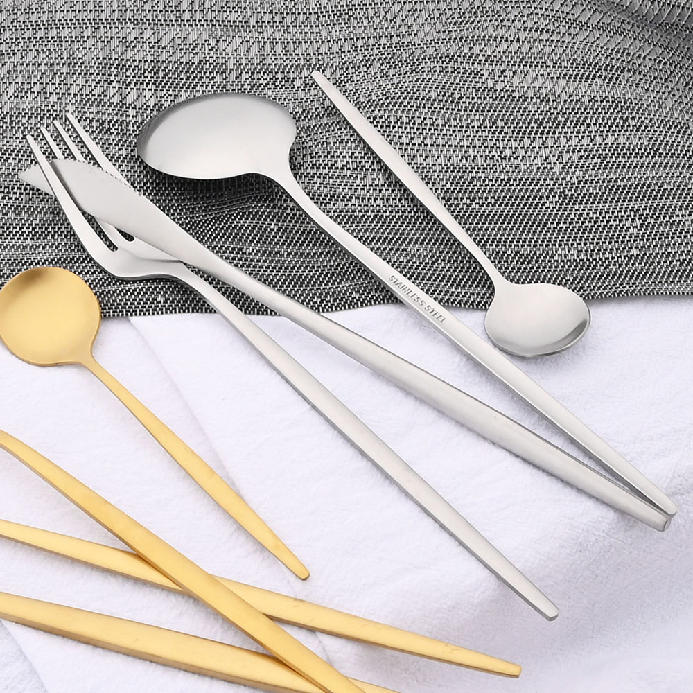 6 sztuk mała matowa łyżka herb – Gold Cutlery Flatware recenzja i cena